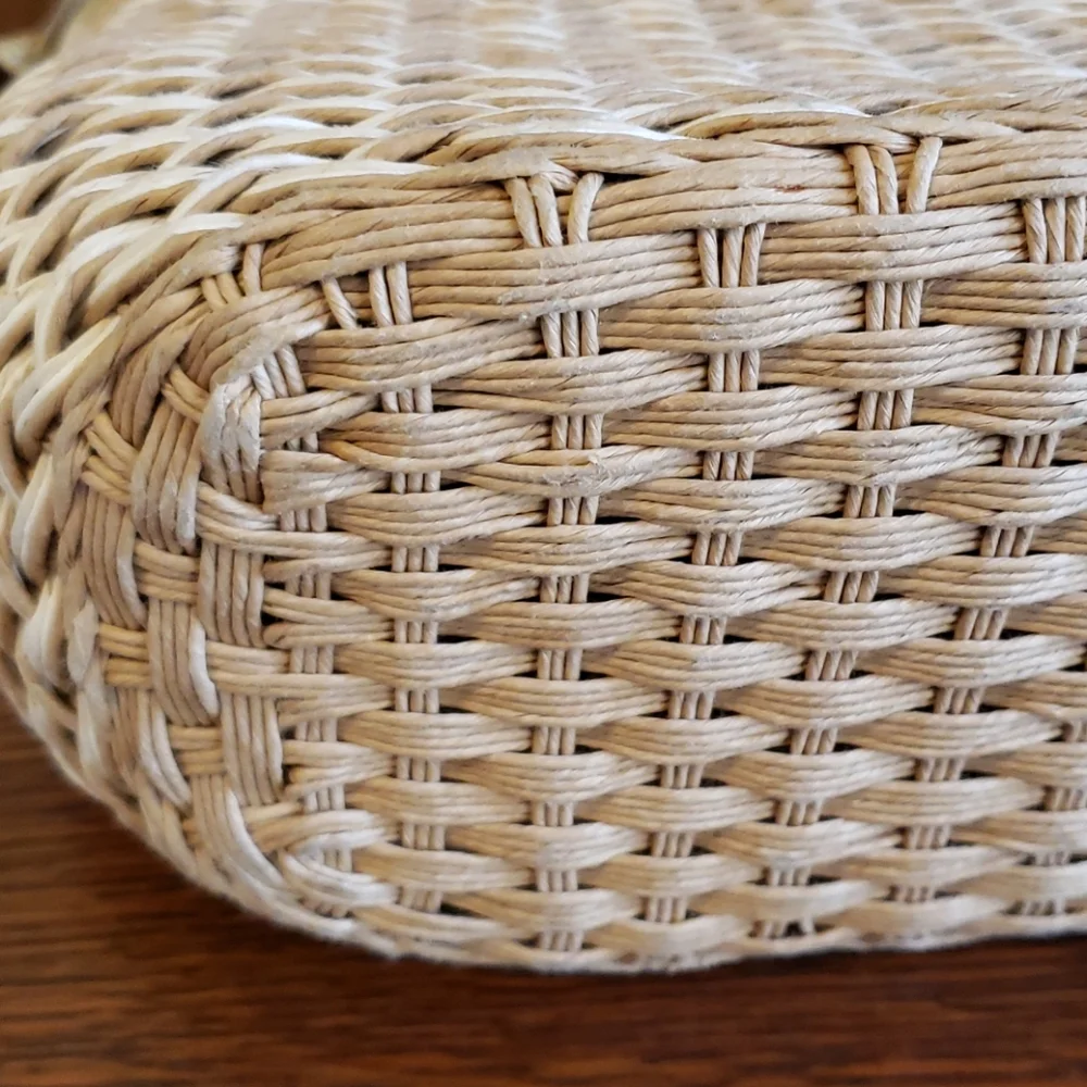 Brighton Cream Woven Shoulder Bag with Silver Accents